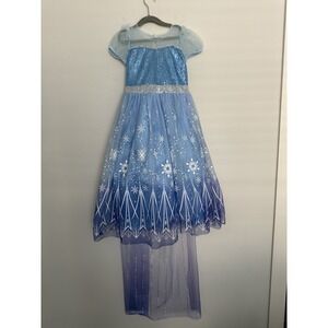 Elsa Costume Dress Girls Size 7-8 Sparkle Halloween Dress Up Princess